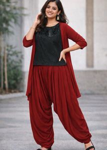 Red Open Front Cardigan(Patiyala with shrug)