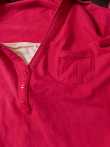 Pink Polo Neck T-Shirt