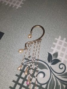 Boho Ear Cuff with Pearl Dangle Chains