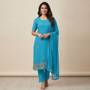 Stunning Blue Embellished Kurta