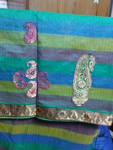 Striped Sari with Paisley Details