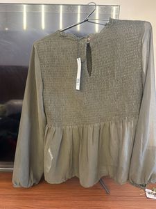 Olive Green Smocked Tunic Top
