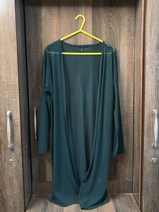 Green Ribbed Long jacket
