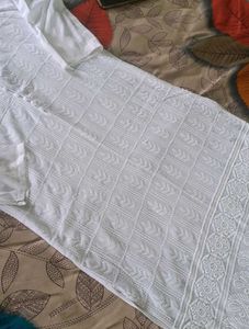 White Chikankari Kurta with Magenta Pant
