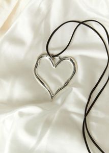 Silver Boho Heart Cord Necklace
