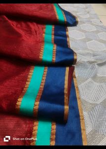 Maroon Saree with Sleevless Blouse