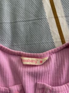 Cute Pink Ribbed Daisy Top