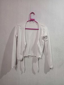 Chic Black &amp; White Tie-Front Cardigan