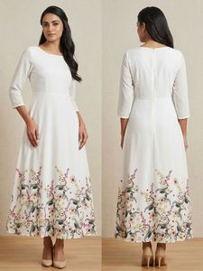 Elegant White Floral Printed Anarkali Kurta