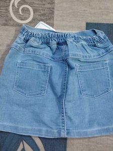 Denim Skirt with Unicorn Patch