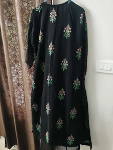 Sangria Black Embroidered Kurta set