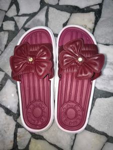 Maroon Bow Flip-Flops