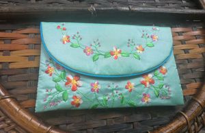 Vietnamese hand-embroidered silk clutch purse