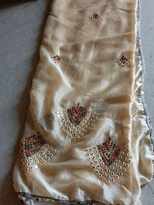 Embellished Cream Saree