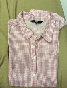 Pink Gingham Bell Sleeve Shirt