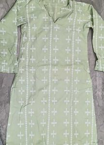 Light Green Kurta with White Print..