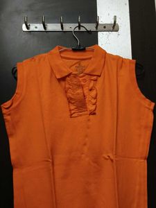 Sleeveless Orange Polo T-Shirt