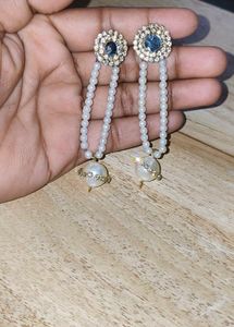 Pearl &amp; Rhinestone Dangle Earrings