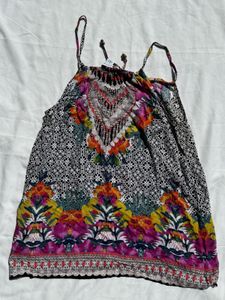 Boho Floral Print Spaghetti Strap Top