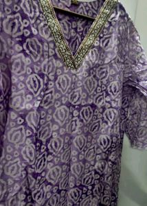 Beautiful pure silk Purple Printed Kurta