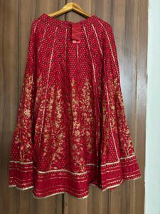 🆕W Red &amp; Gold Print Ethnic Skirt/ Lehenga