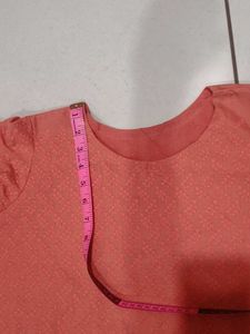 semistich Peach Cotton Kurta