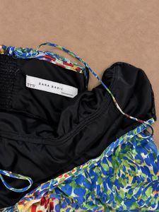 Zara Chic Multicolour  Print Spaghetti Maxi Dress