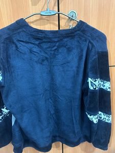 velvet full track suit upper with lower blue colo