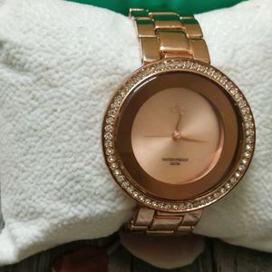 Rose Gold Crystal Bezel Watch