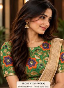 Embroidered Green Silk Blouse