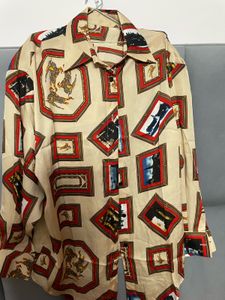 Unique Vintage Print Button-Up Shirt