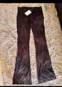 mesh crochet look pants