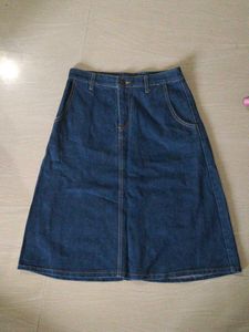 Classic Korean Blue Denim A-Line Skirt