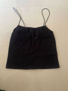 Black Ribbed Spaghetti Strap Tank Top