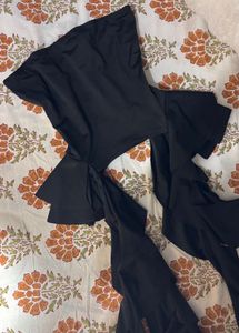 Black Ruffled Tube Top