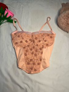 Sheer Floral Lace Corset Top