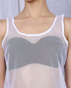 Bold Sleeveless Fishnet Mesh DetailSheer Tank Top
