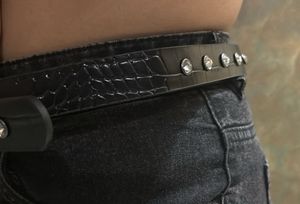 Stylish Black Croc Belt Bag with Rhinestones