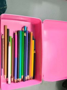 Pink Pencil Case with Markers &amp; calculator combo
