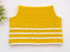🧶Handmade Crochet Baby Cardigan– Yellow &amp; White