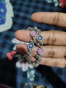Charming Flower Anklets with Colorful Gems
