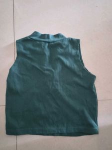 Teal Zip Neck Sleeveless Top