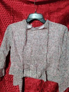 Chic Floral Print Mock Neck Blouse