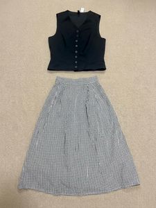 Set of 2 (Black Vest & Gingham Skirt)
