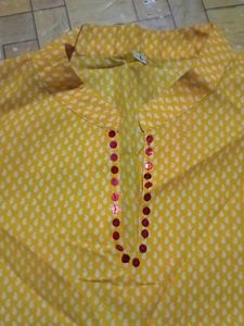 Yellow Printed Kurta