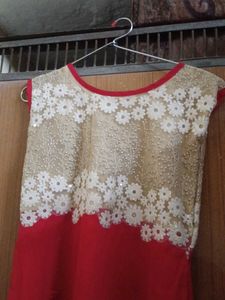 Red & Gold Embellished Kurti