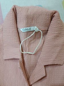 Peach Textured Button-Up Shirt