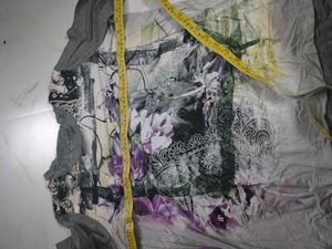 Artistic Floral Print Grey Top