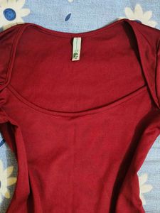 Maroon Long Sleeve Bodysuit