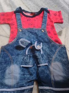 Denim Overalls &amp; Bodysuit Set